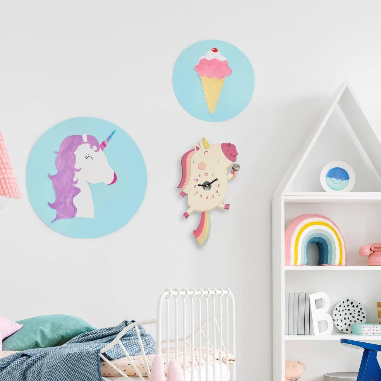 Dolly the Unicorn Single Pendulum Clock by Birch Robot