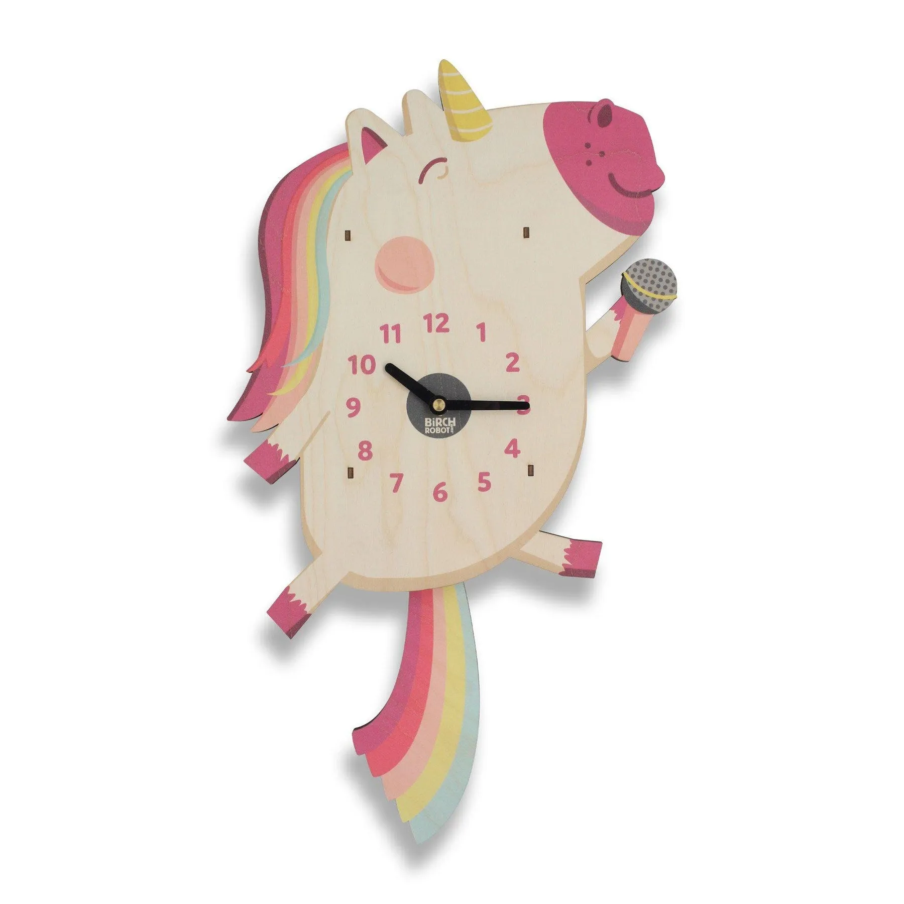 Dolly the Unicorn Single Pendulum Clock by Birch Robot