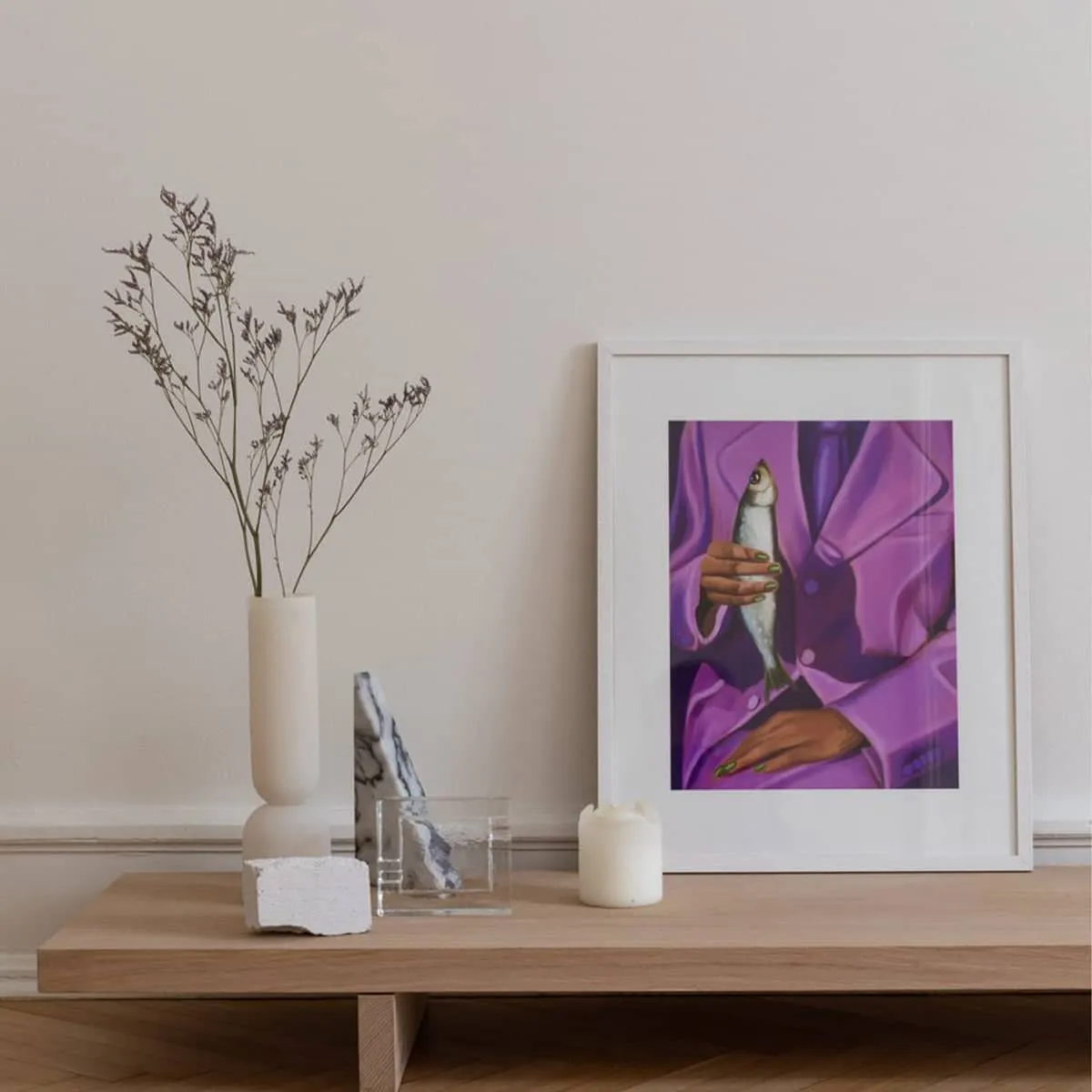 Eva And Her Fish Friend Print 40Cm X 50Cm