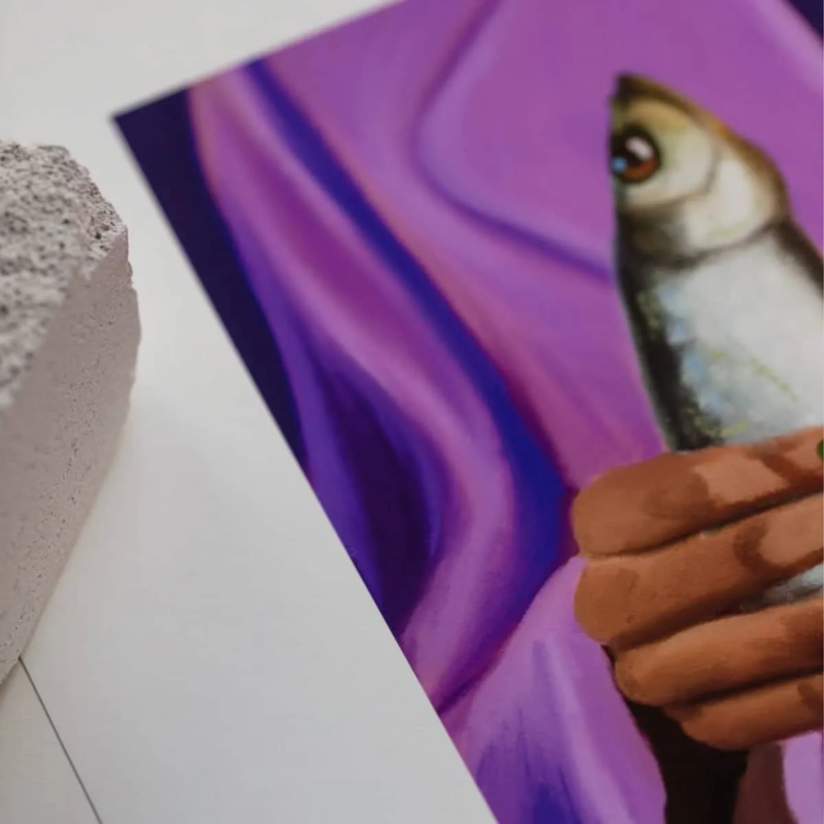 Eva And Her Fish Friend Print 40Cm X 50Cm