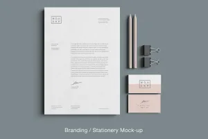 Free Advanced Clean Branding Stationery Mockup Business Card and Letterhead Paper