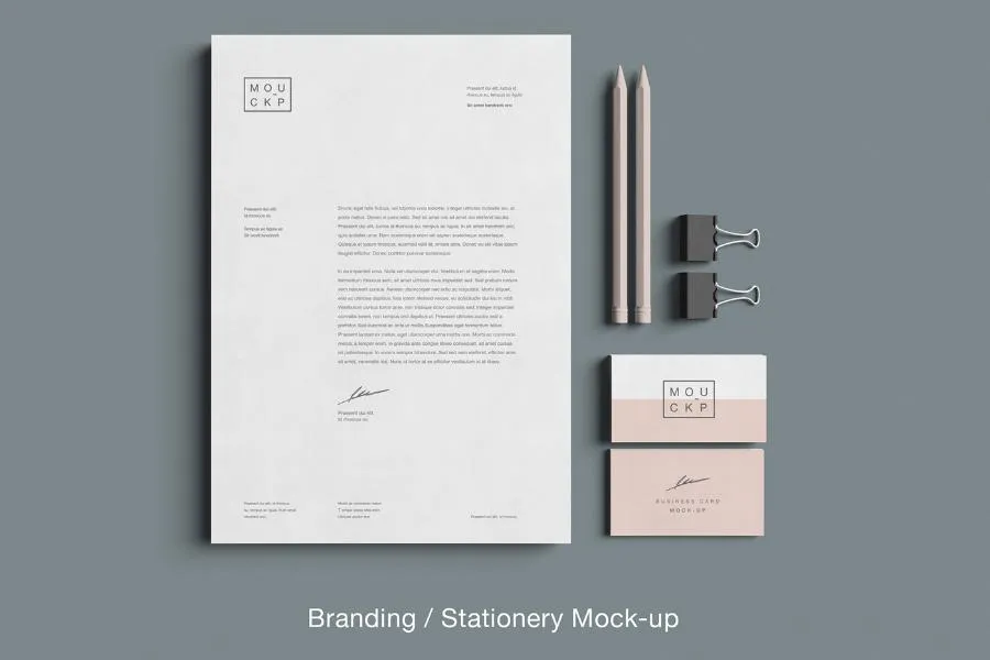 Free Advanced Clean Branding Stationery Mockup Business Card and Letterhead Paper