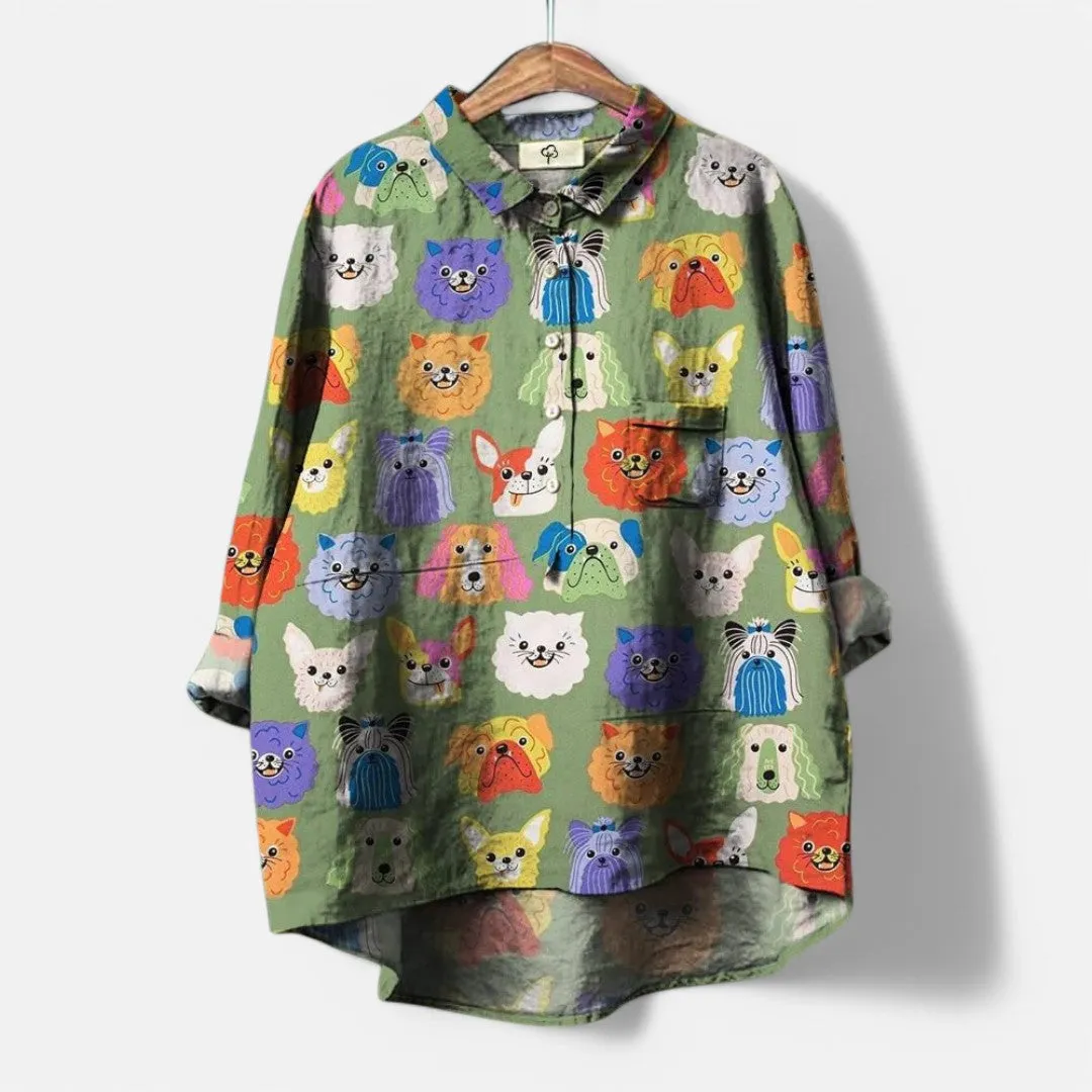 Frida | Artistic Print Trendy Blouse