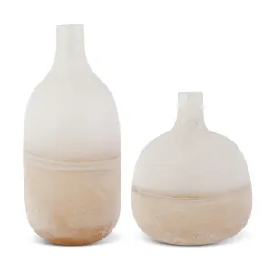 Frosted Tan Ombre Glass Bottles - 14 inch
