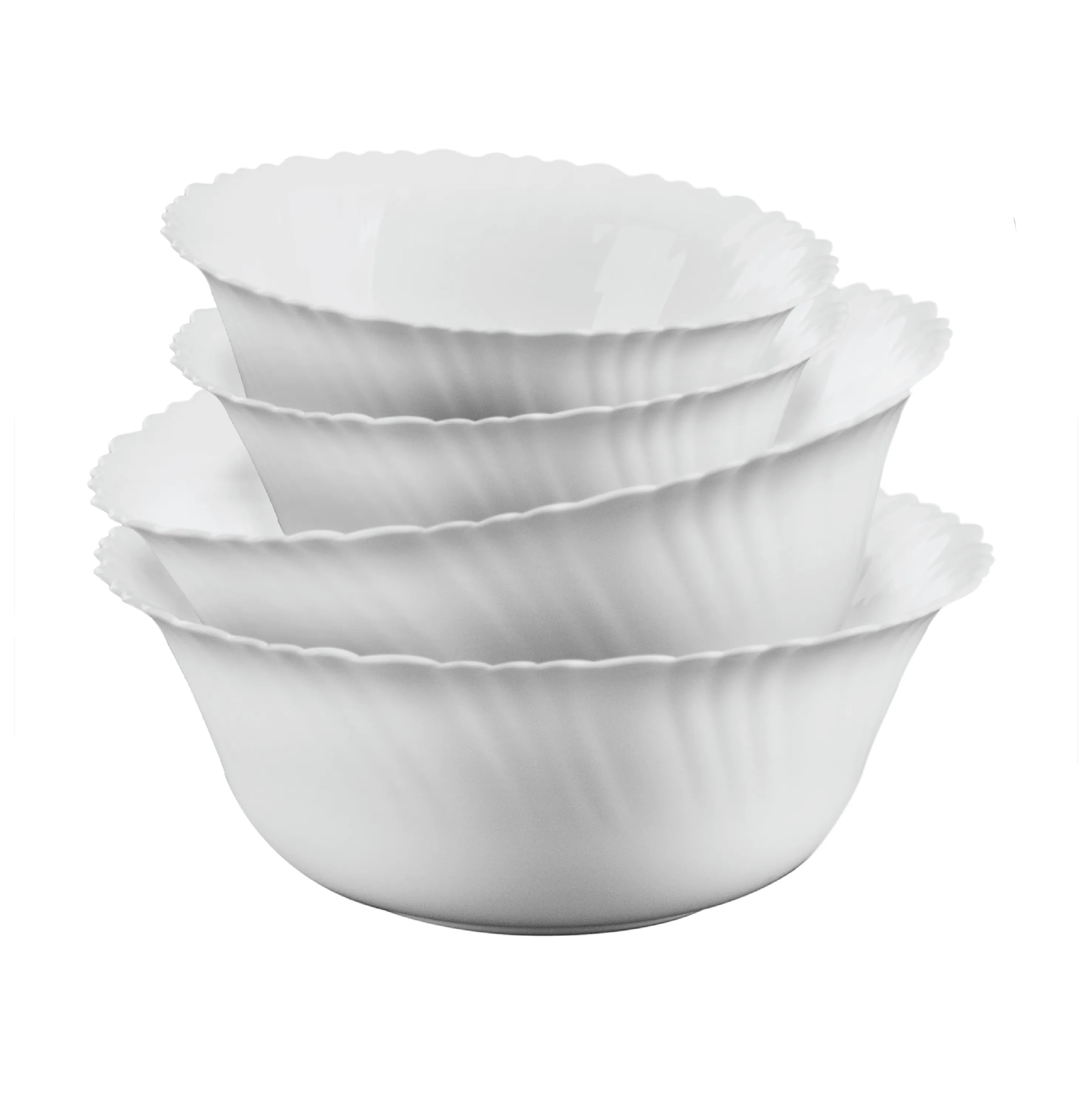 H&B 4PC OPAL SERVING BOWL SET FLUTED