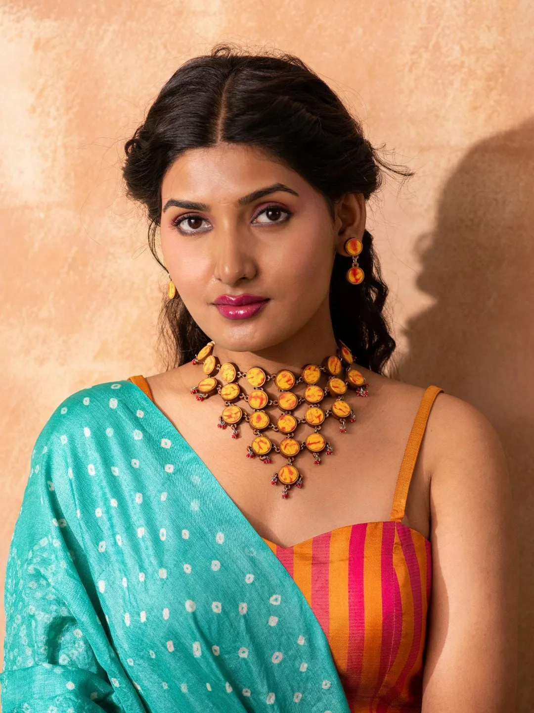 Handcrafted Earrings Yellow Orange