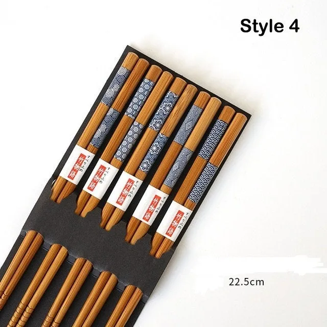 Japanese Style Wooden Chopstick Set - Oriental Tableware Sushi - Chinese Chopstick - Natural - Lunch Kitchen Tableware - Dining Utensils