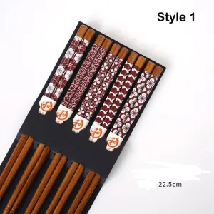 Japanese Style Wooden Chopstick Set - Oriental Tableware Sushi - Chinese Chopstick - Natural - Lunch Kitchen Tableware - Dining Utensils