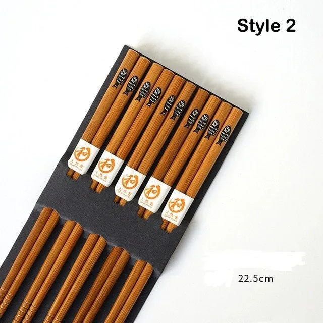 Japanese Style Wooden Chopstick Set - Oriental Tableware Sushi - Chinese Chopstick - Natural - Lunch Kitchen Tableware - Dining Utensils
