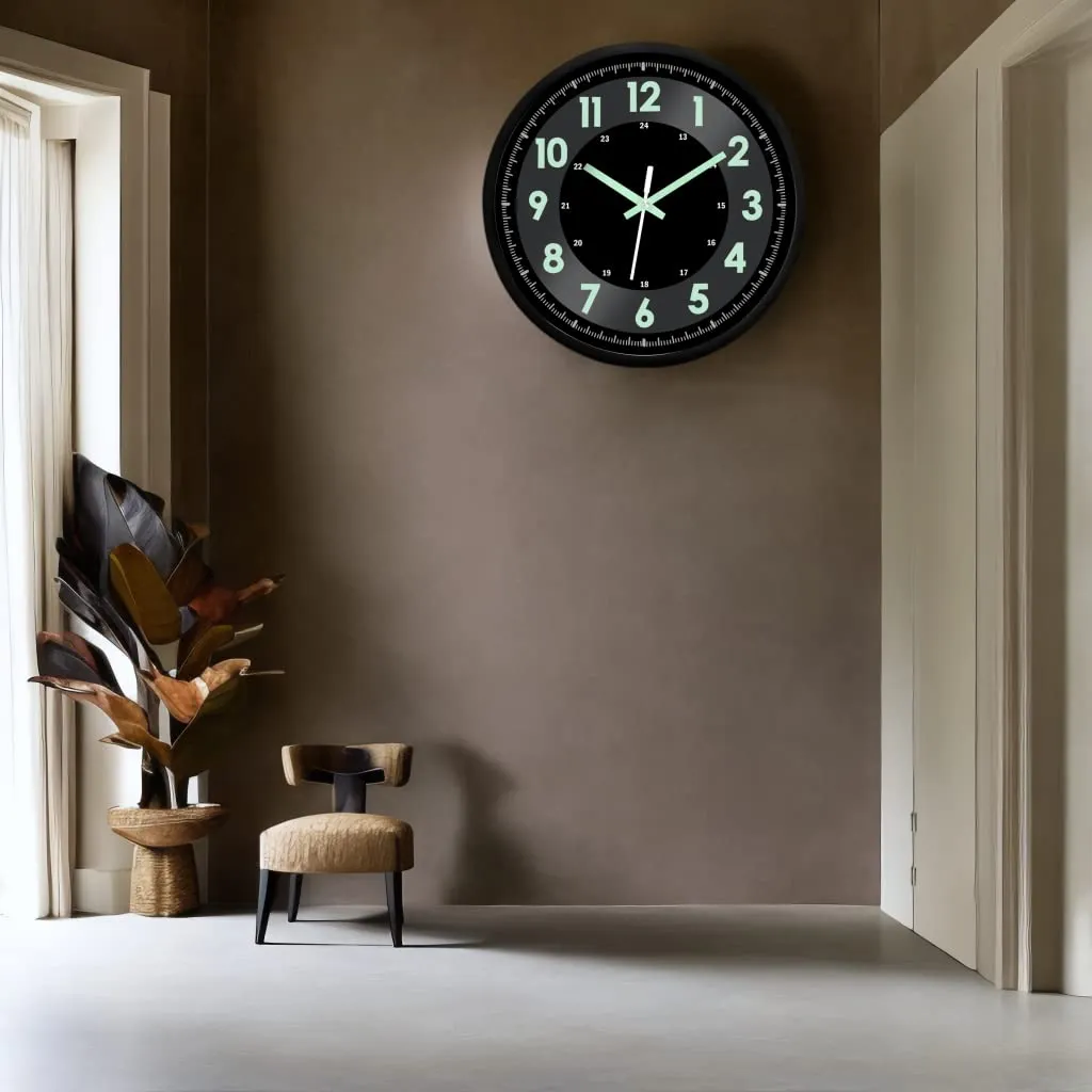 jomparis Plastic Quartz Design Silent Sweep Radium Meter Design Wall Clock For Home Office Bedroom Night Glow (12 Inches, Black), Analog