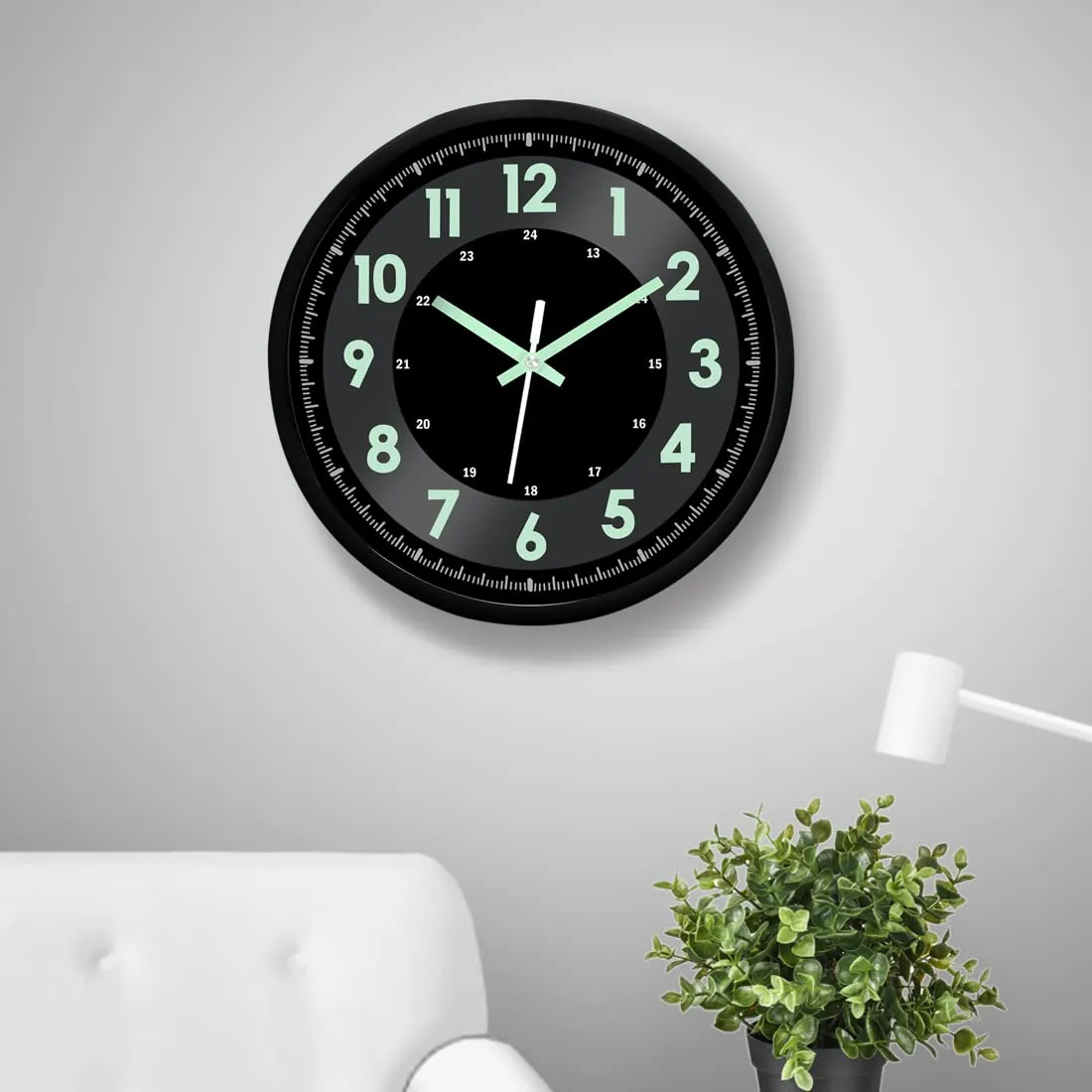 jomparis Plastic Quartz Design Silent Sweep Radium Meter Design Wall Clock For Home Office Bedroom Night Glow (12 Inches, Black), Analog