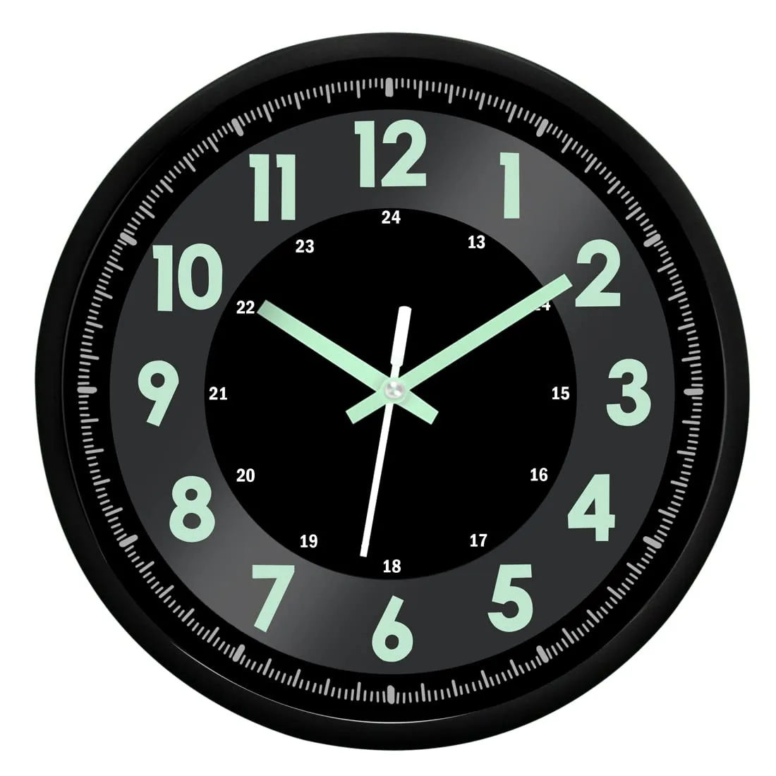 jomparis Plastic Quartz Design Silent Sweep Radium Meter Design Wall Clock For Home Office Bedroom Night Glow (12 Inches, Black), Analog