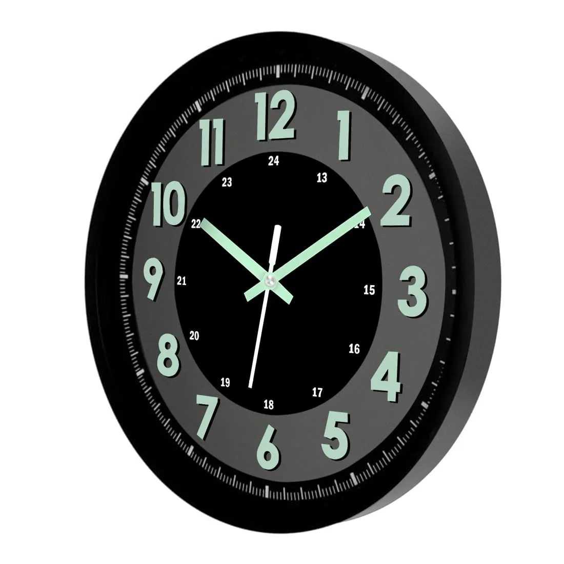 jomparis Plastic Quartz Design Silent Sweep Radium Meter Design Wall Clock For Home Office Bedroom Night Glow (12 Inches, Black), Analog