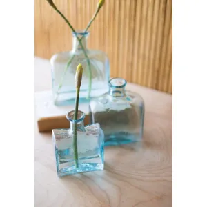 Kalalou - SET OF THREE RECYCLED GLASS SQUARE GLASS VASES - CRL6037