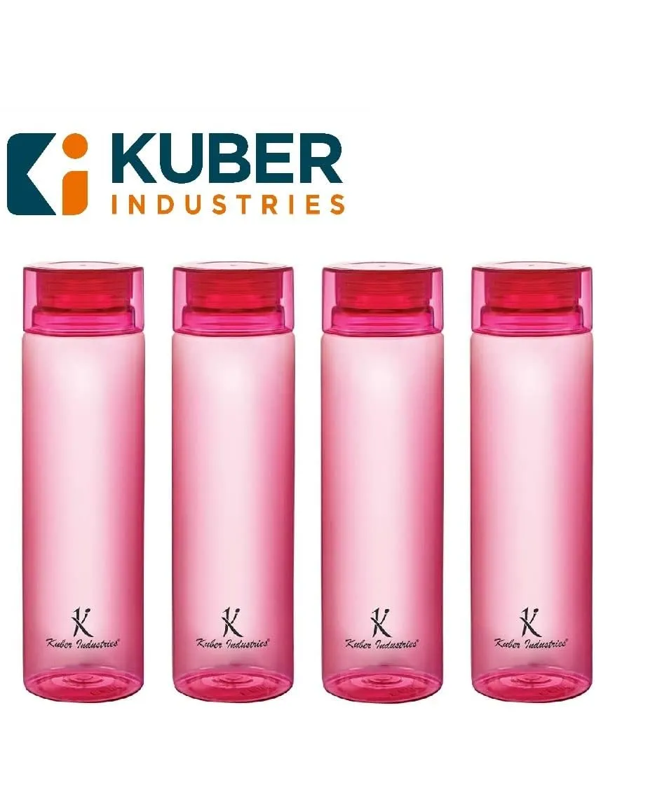 Kuber Industries BPA Free Plastic Water Bottles | Breakproof, Leakproof, Food Grade PET Bottles | Water Bottle for Kids & Adults | Plastic Bottle Set of 4 |Pink (Pack Of 3)