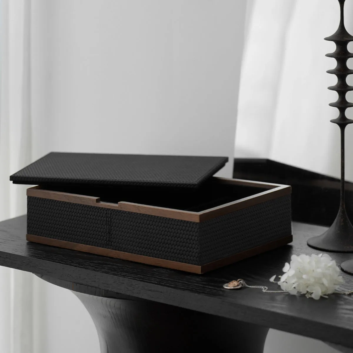 Leather Walnut Jewelry Box