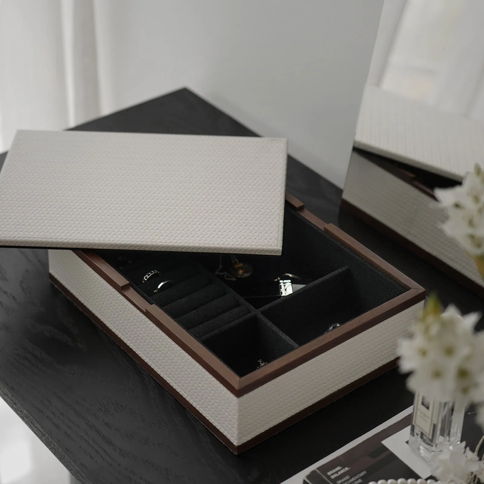 Leather Walnut Jewelry Box