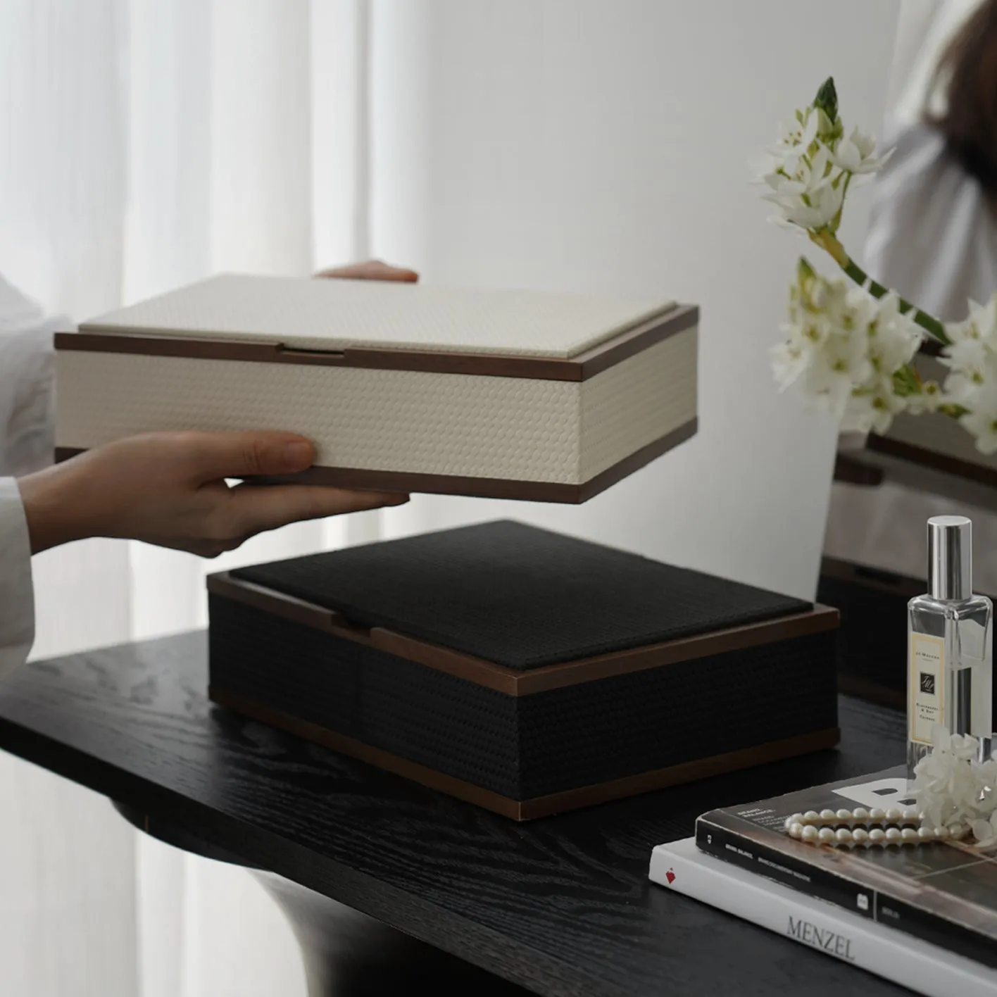 Leather Walnut Jewelry Box