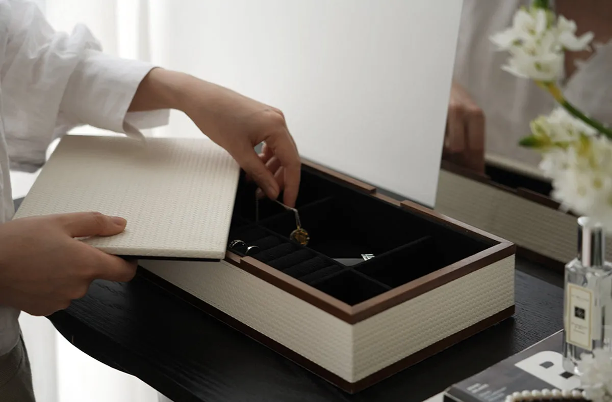 Leather Walnut Jewelry Box
