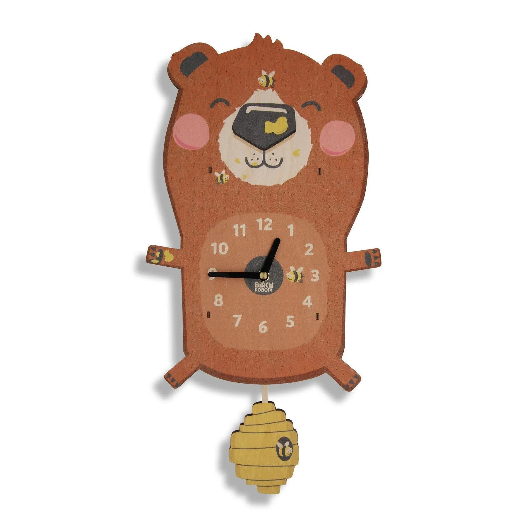 Linus the Bear Single Pendulum Clock by Birch Robot