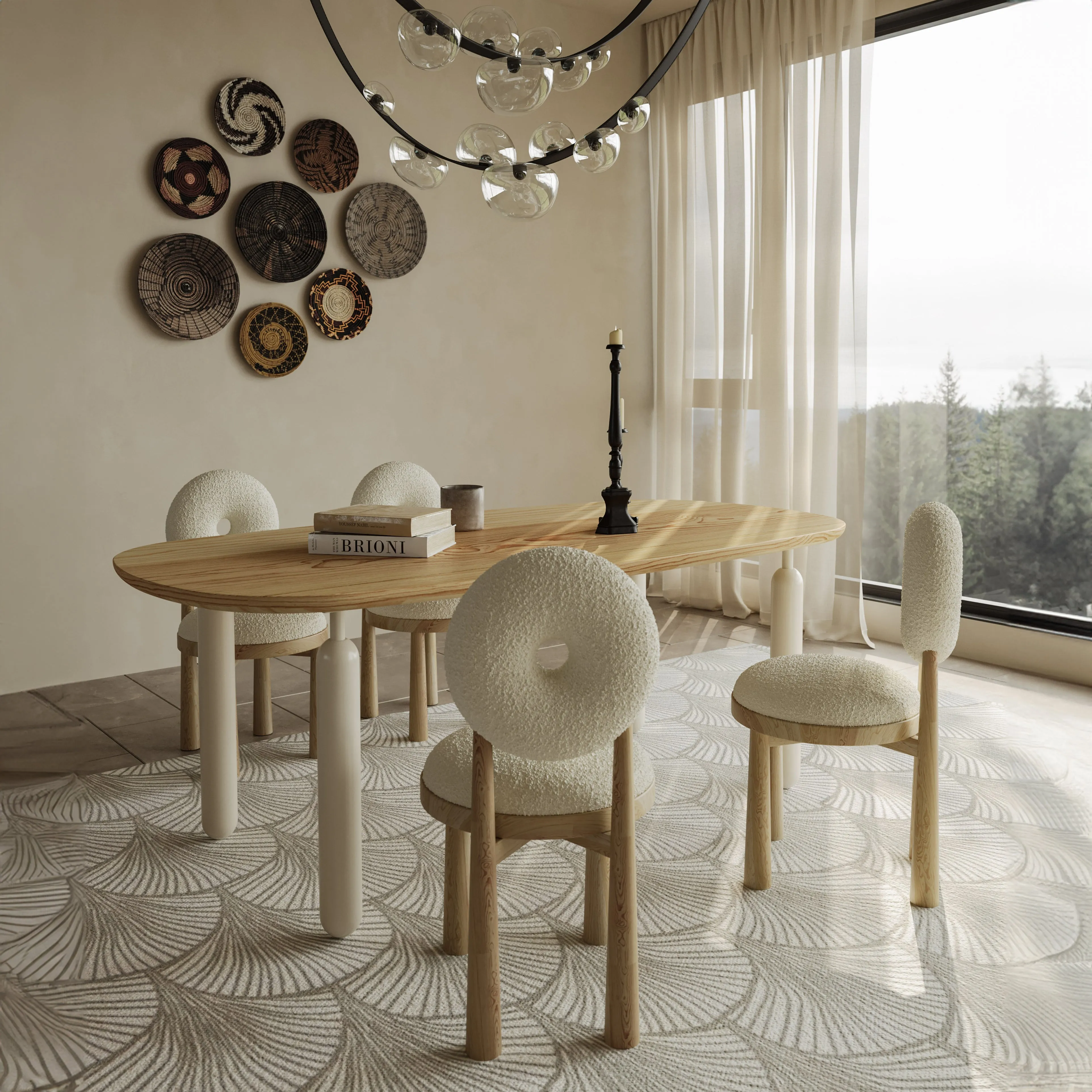 MIA Beige Boucle Fabric Dining Chair