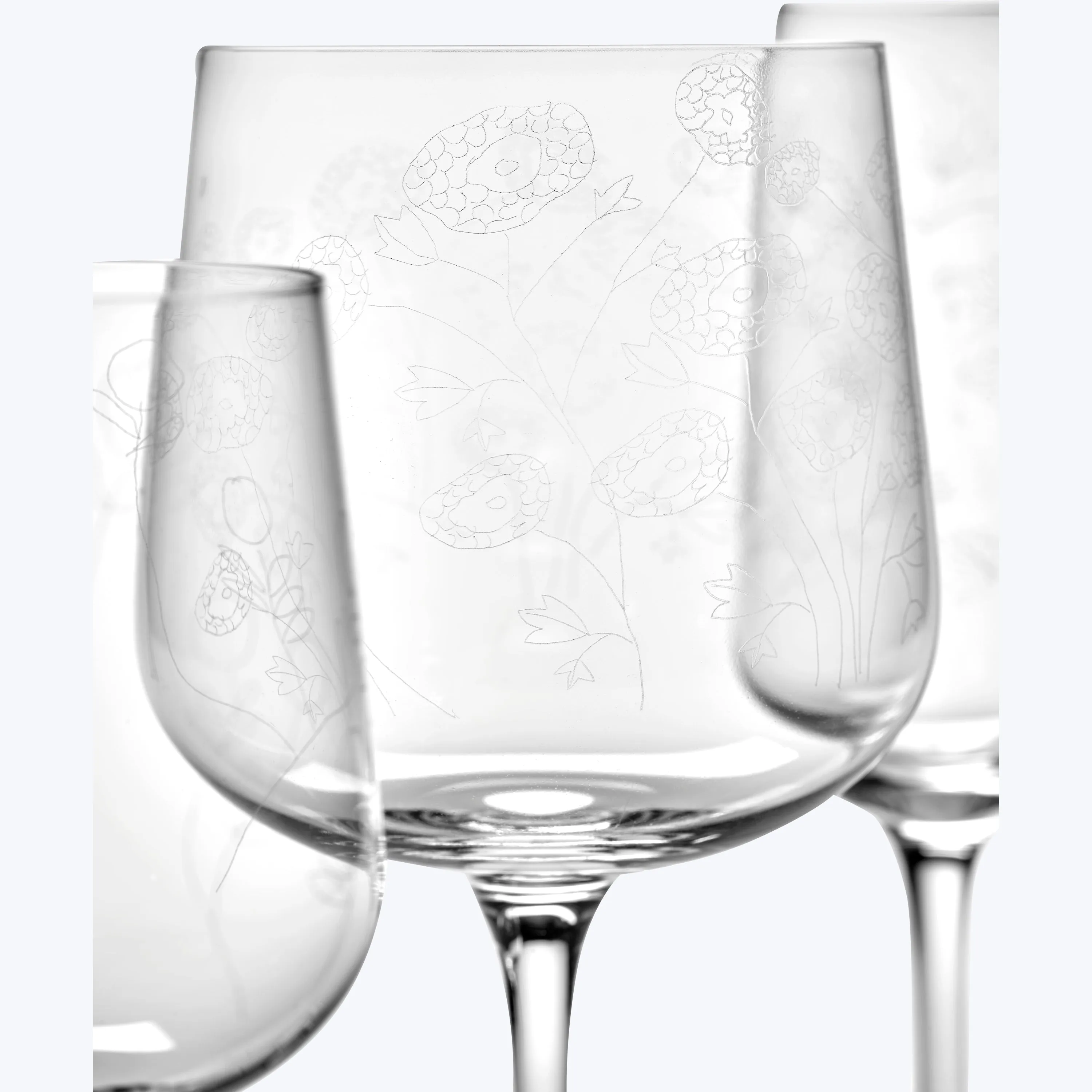 Midnight Flowers Wine Glass