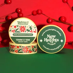 Mistletoes & Poinsettias Christmas Washi Tape
