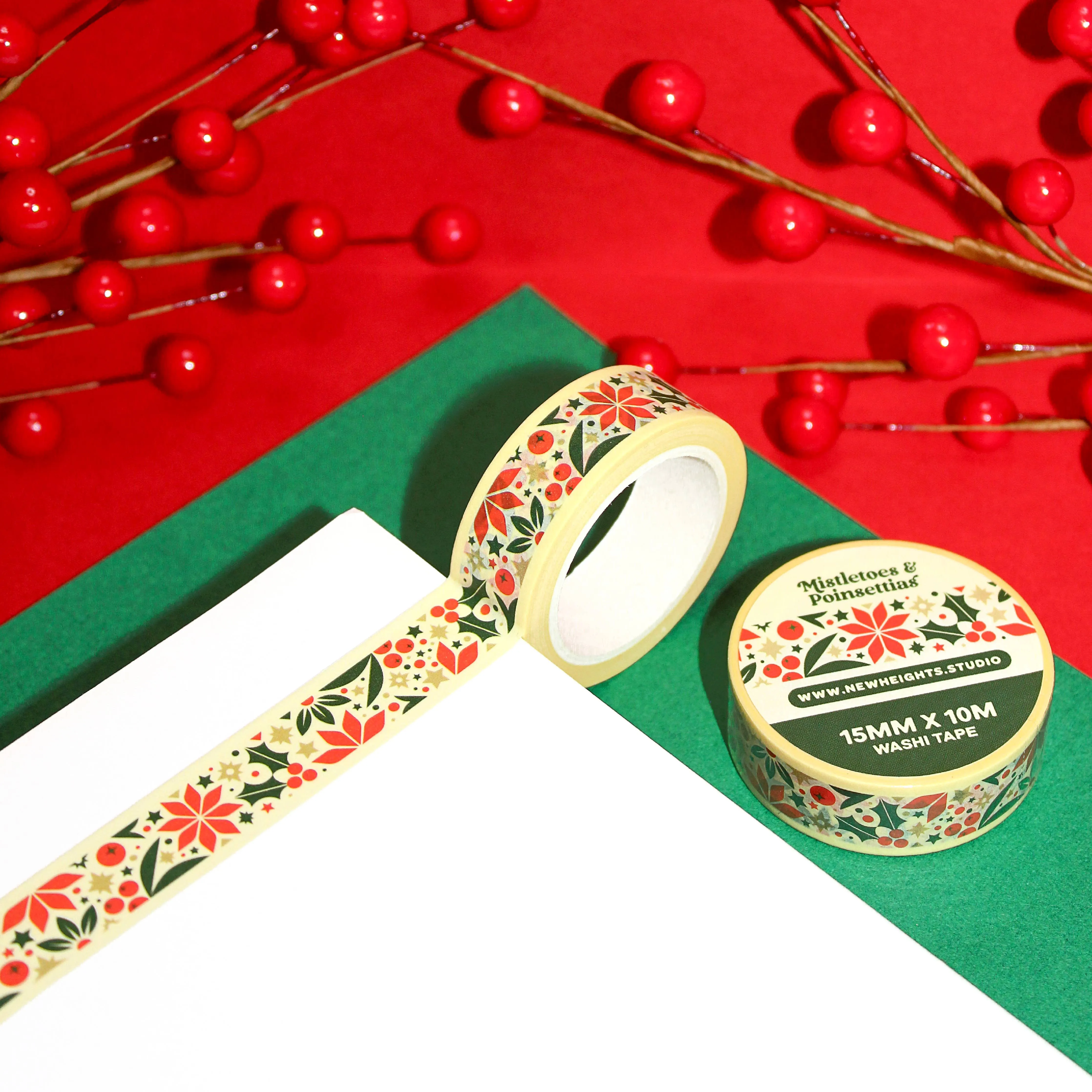 Mistletoes & Poinsettias Christmas Washi Tape