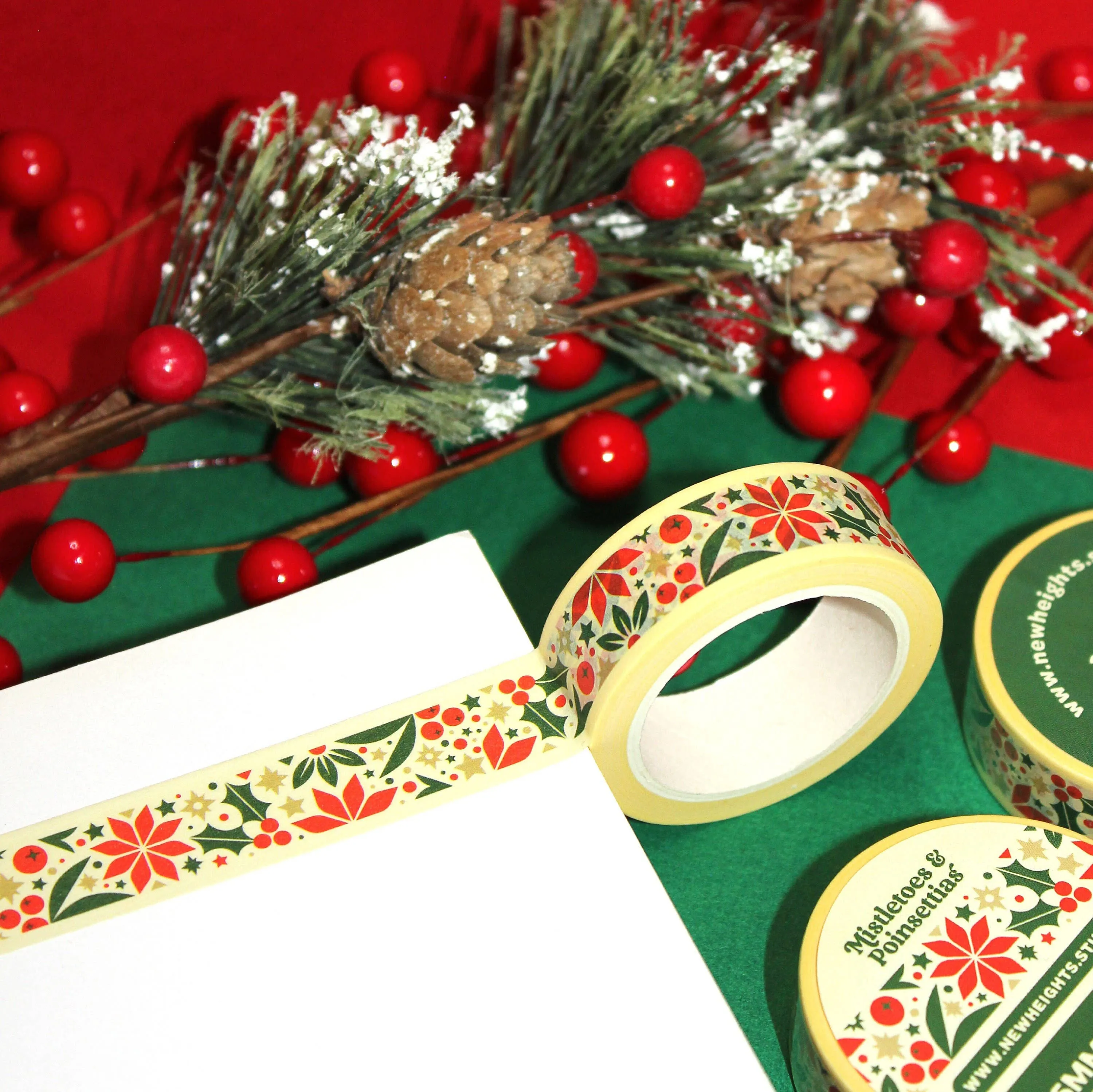 Mistletoes & Poinsettias Christmas Washi Tape