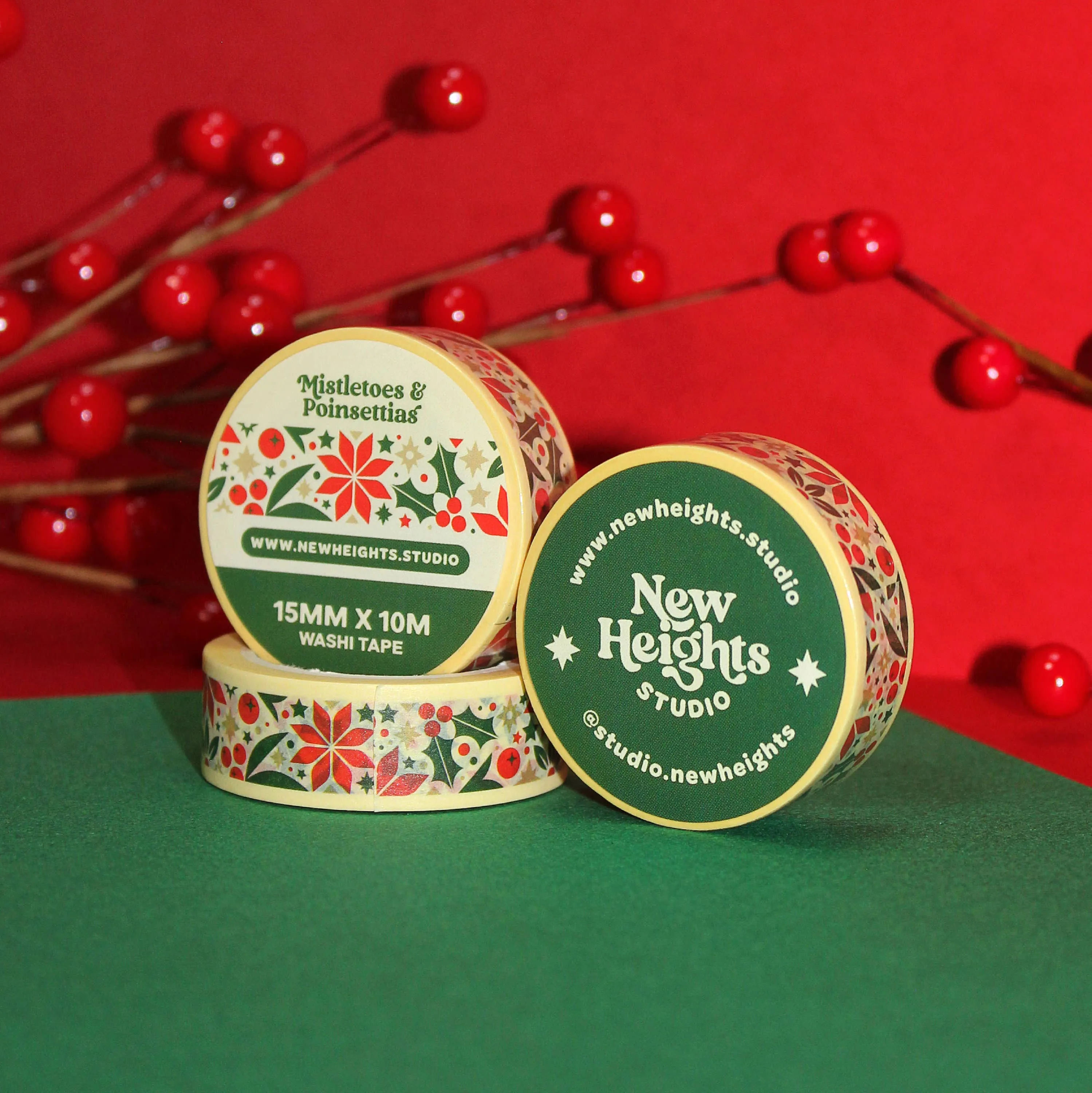 Mistletoes & Poinsettias Christmas Washi Tape