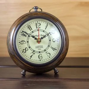 MJ Enterpriese Nautical Edge Vintage Wooden Table Top Clock Desk Clock Nautical Edge - Unique Priced Antique Stayle Roman Number Home & Office Study Living Room Decoration Gift Item (Brown)