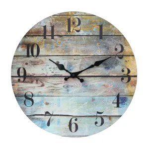 Multicolored Round Rustic Wall Clock - 14 Inch (WS)