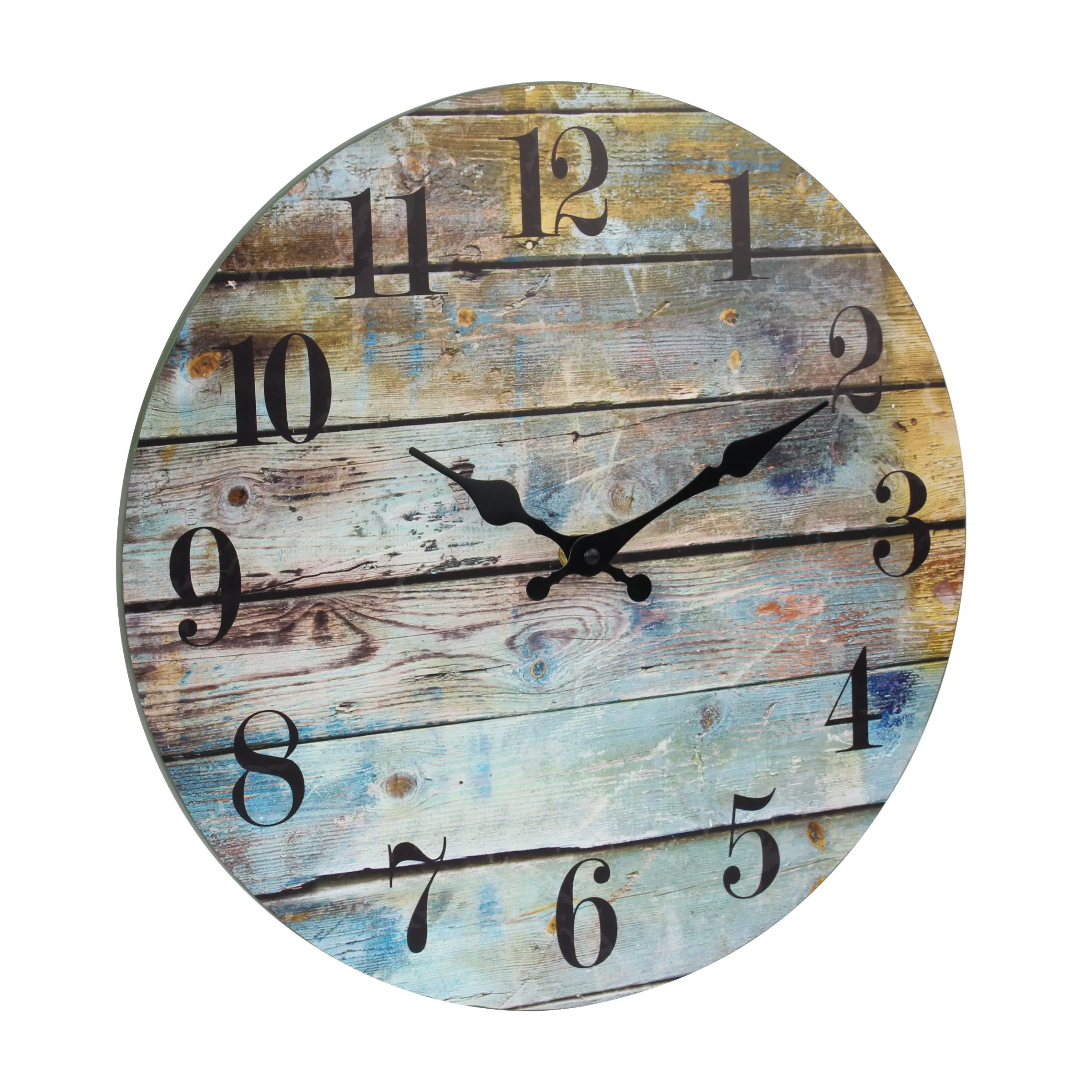 Multicolored Round Rustic Wall Clock - 14 Inch (WS)