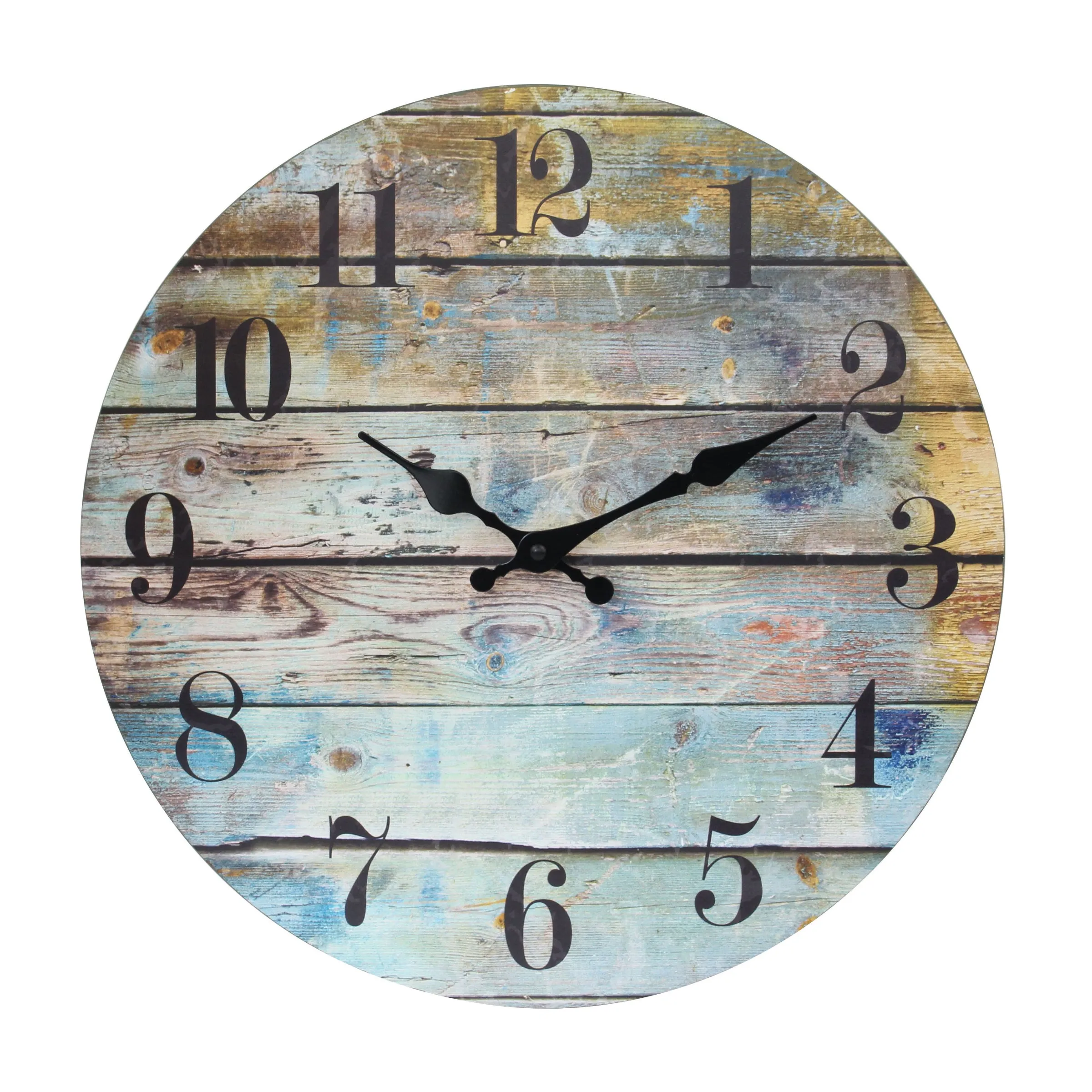 Multicolored Round Rustic Wall Clock - 14 Inch (WS)