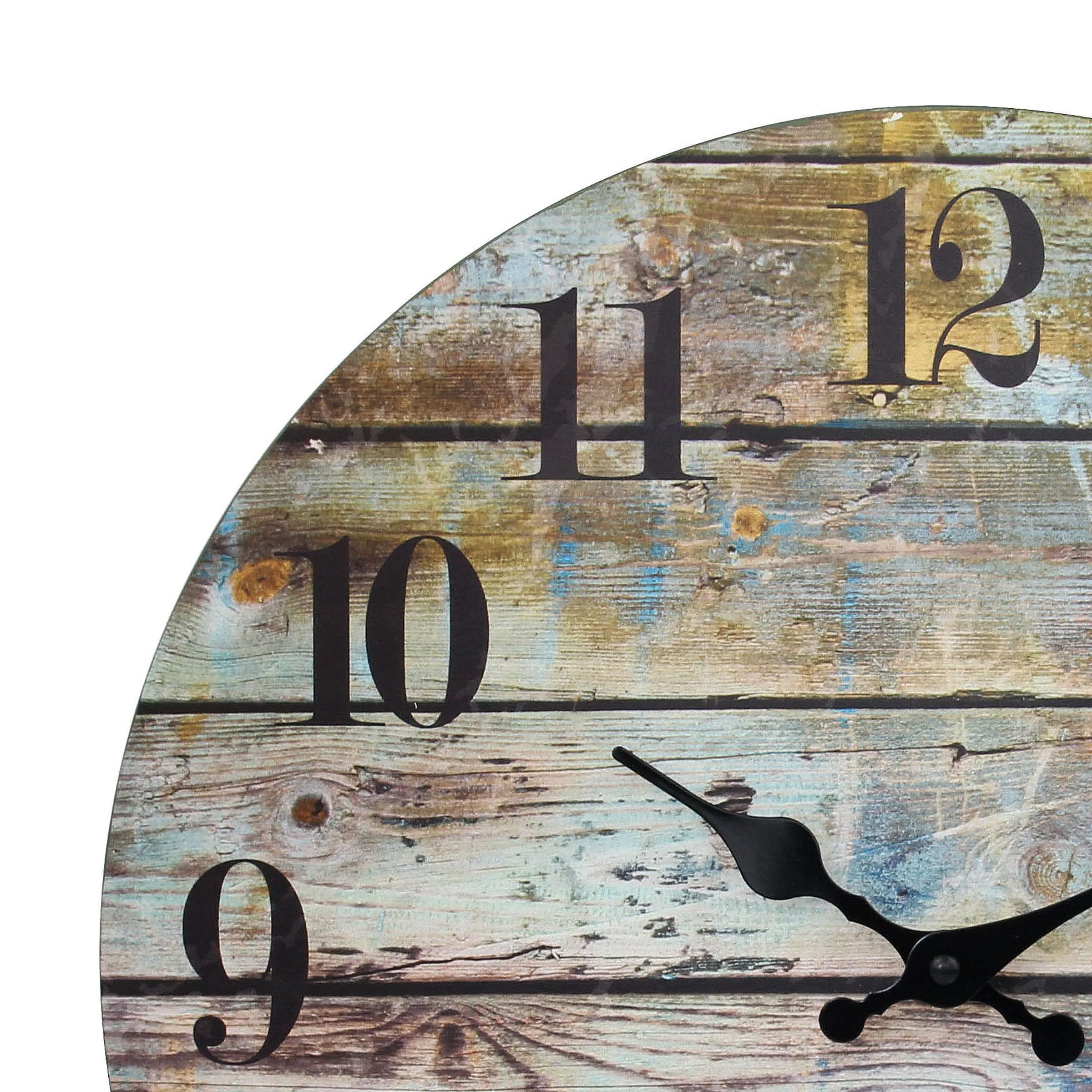 Multicolored Round Rustic Wall Clock - 14 Inch (WS)