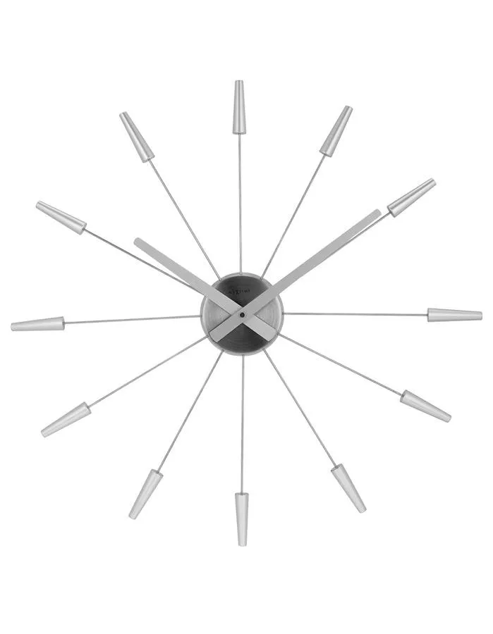 Nextime Plug-Inn Silver Wall Clock - Stainless Steel - Silver-Tone Accents
