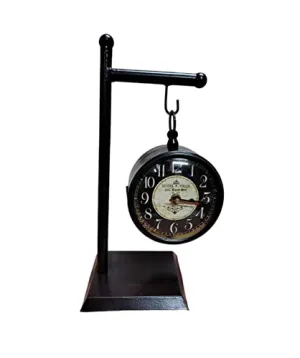 Nutts Analog Metal Circular Stand Table Clock Antique Clock with Stand for Home, Office (4 INC DIAL) (Design 1)