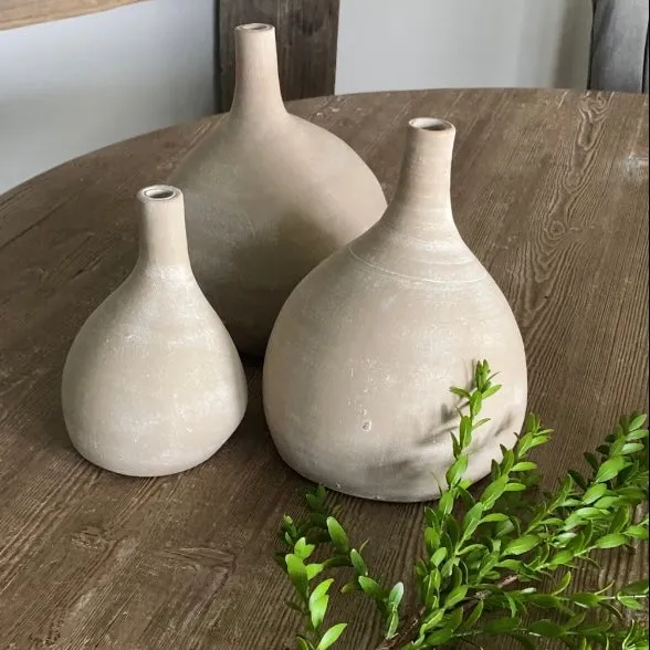 Organic Clay Vases: Set of 3