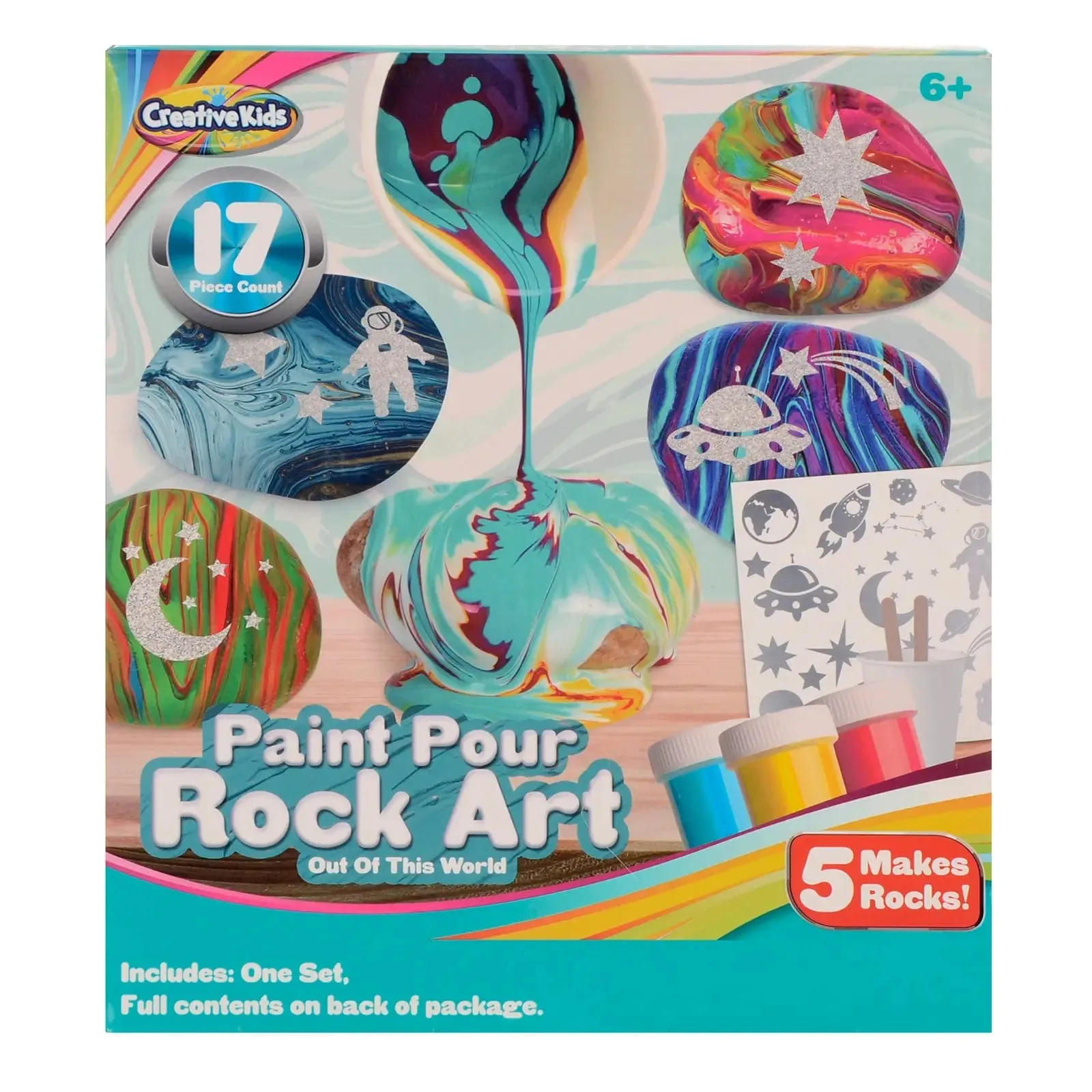 Paint Pour Rock Art Design Set Craft Creative Kids 17 Pieces