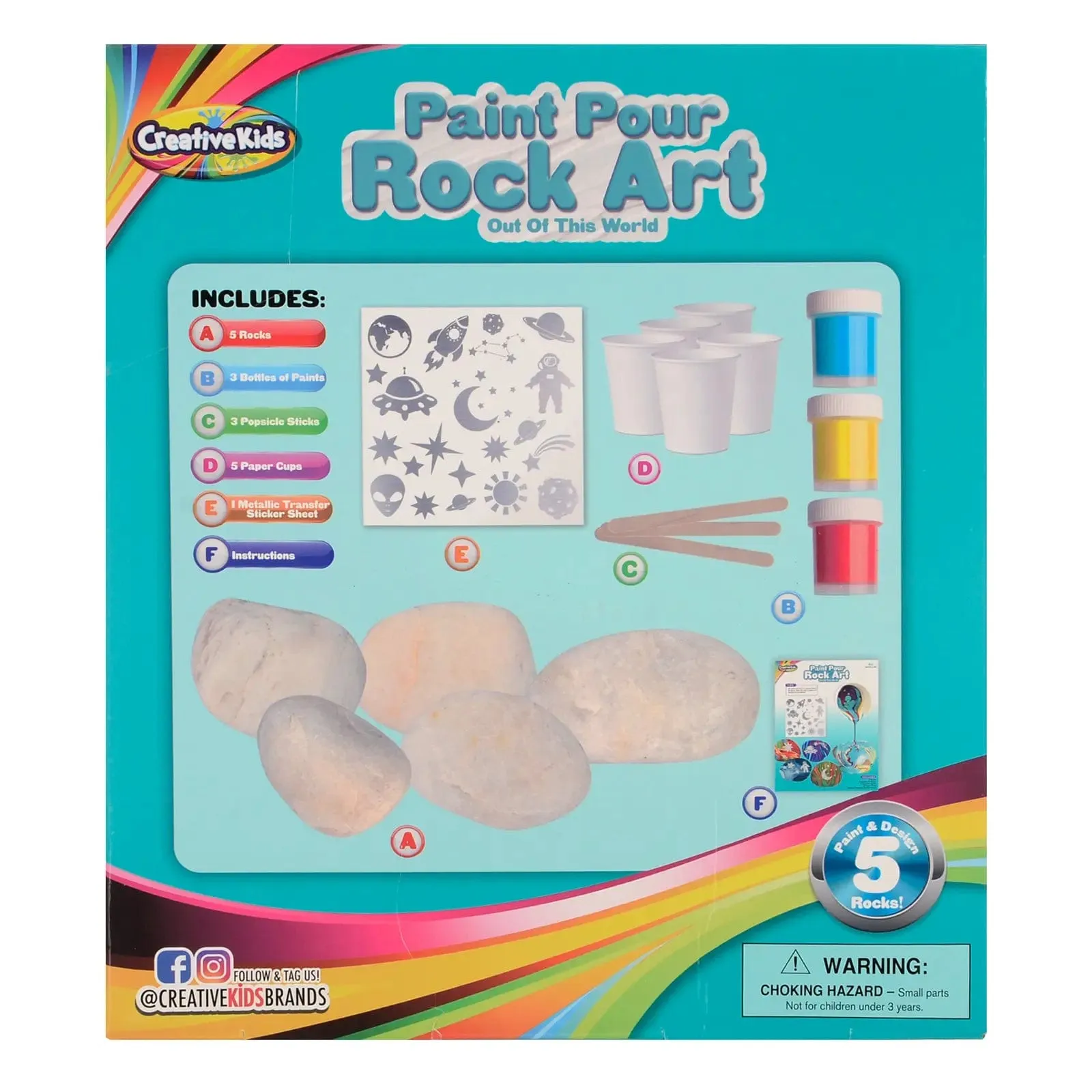 Paint Pour Rock Art Design Set Craft Creative Kids 17 Pieces