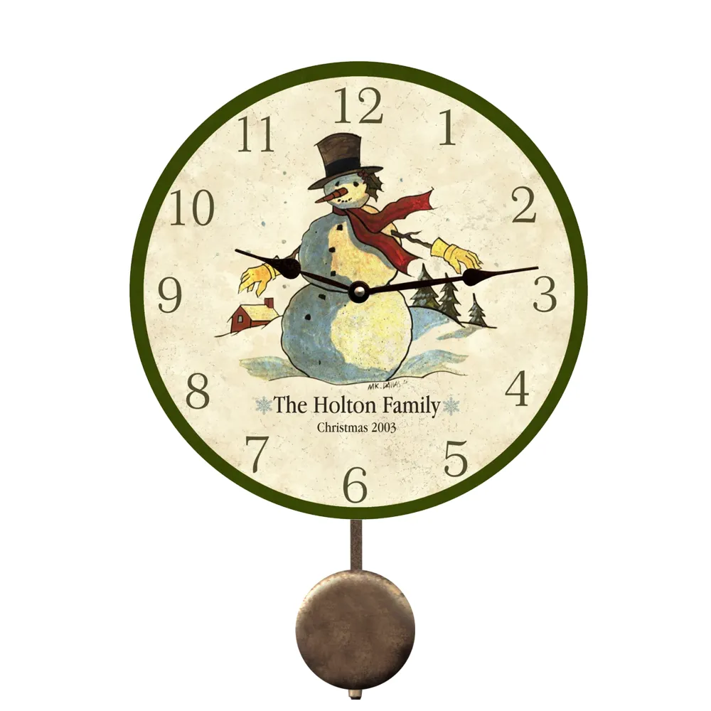 Personalized Snowman Clock – Custom Winter Wall Decor