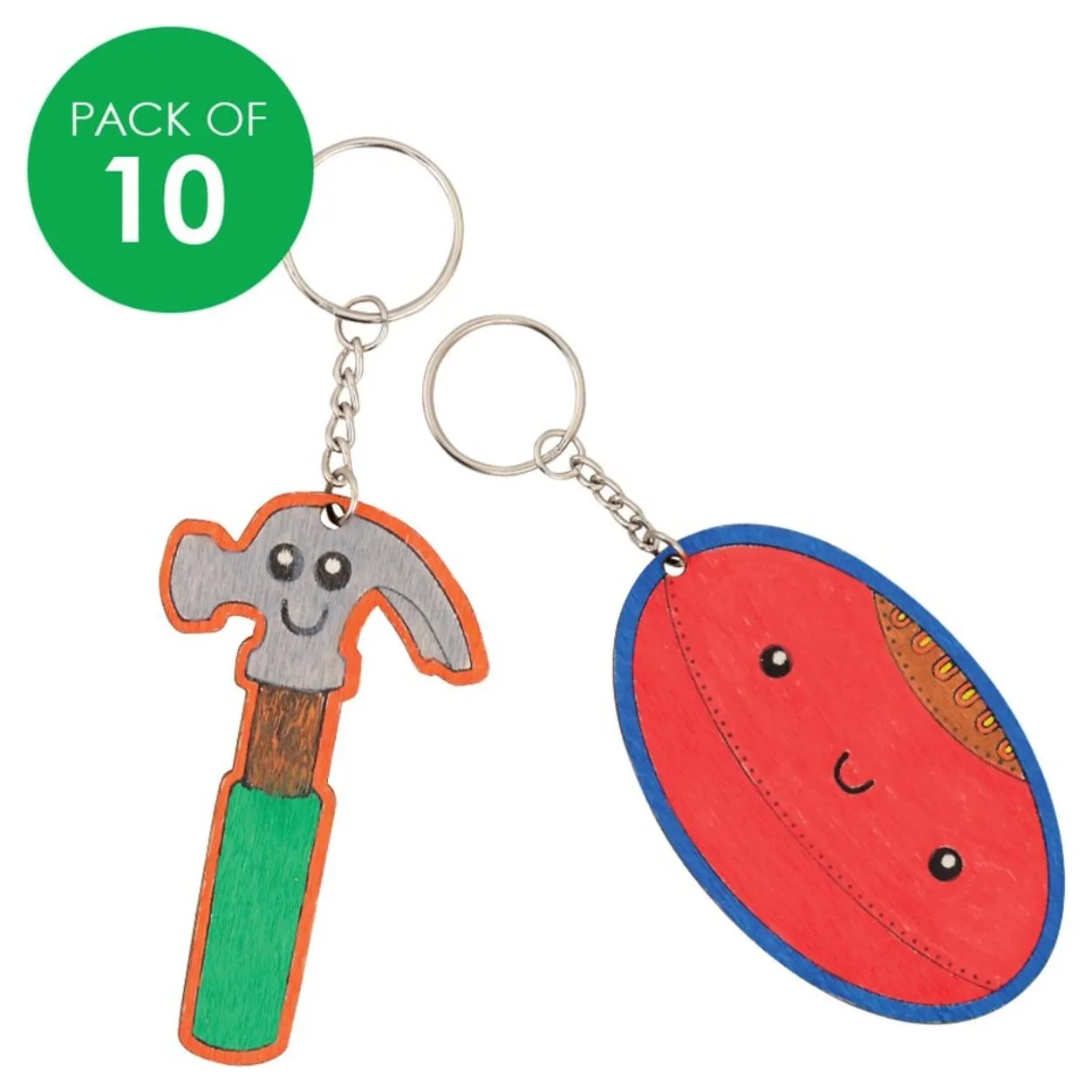 Printed Wooden Keyrings Fathers Day Pack of 10