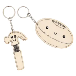 Printed Wooden Keyrings Fathers Day Pack of 10