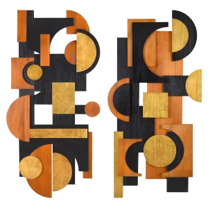 "Amber Embraces I & II" Hand Made & Hand Finished Dimensional Solid Wood Wall Art