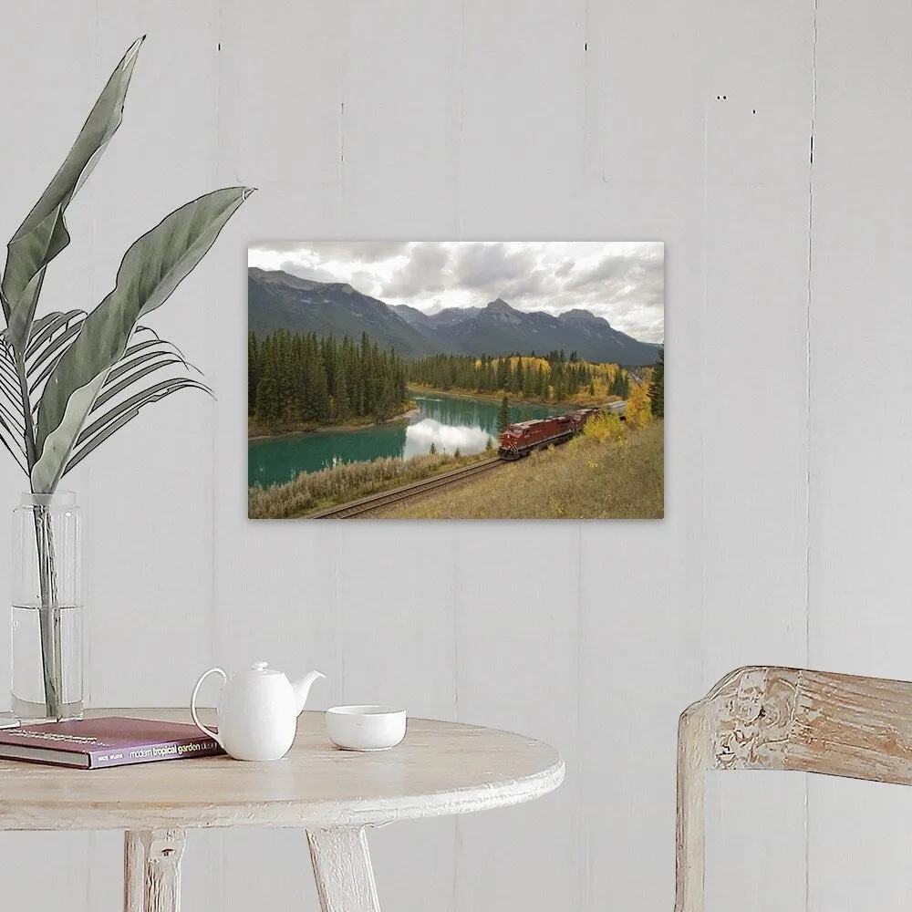 "Canada, Banff National Park, freight train" Canvas Wall Art