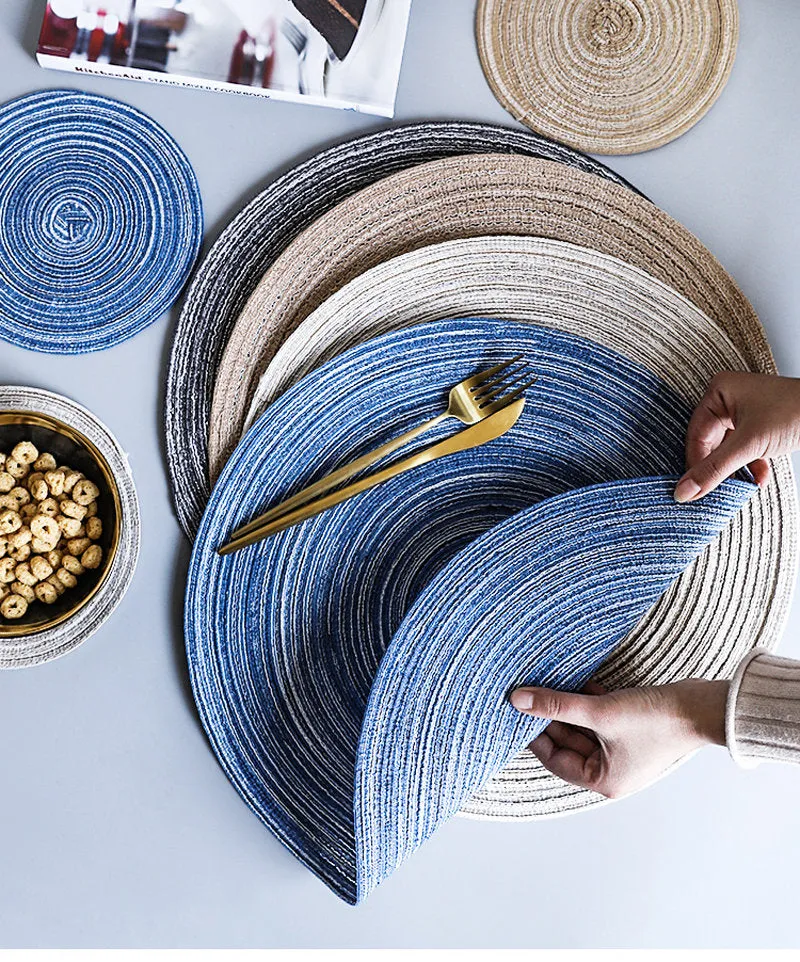 Round Linen Table Mat - Wedding Gift Tea Set Mat - Placemat - Decor - Dining Table - Tableware - Dinner Supplies - Geometric Mats -  Boho