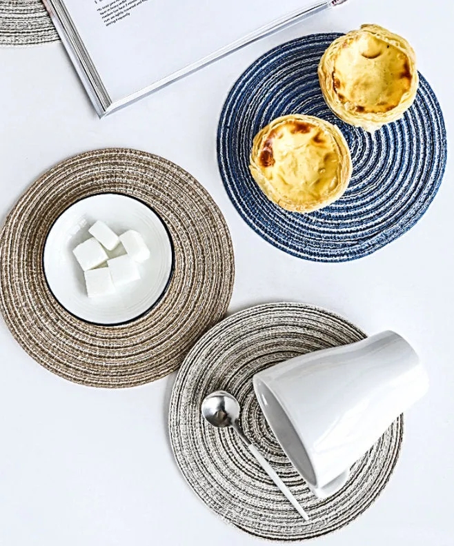 Round Linen Table Mat - Wedding Gift Tea Set Mat - Placemat - Decor - Dining Table - Tableware - Dinner Supplies - Geometric Mats -  Boho