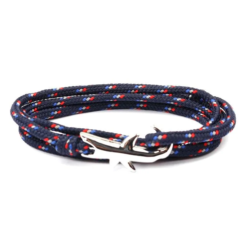 Silver Shark Nautical Rope Bracelet