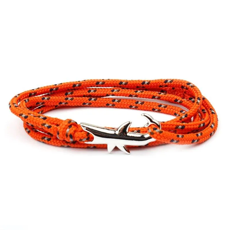 Silver Shark Nautical Rope Bracelet