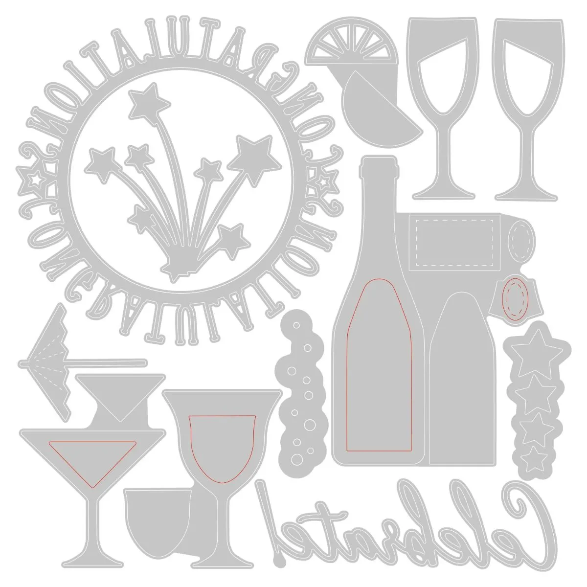 Sizzix Thinlits Dies By Olivia Rose 12/Pkg - Bottles & Glasses